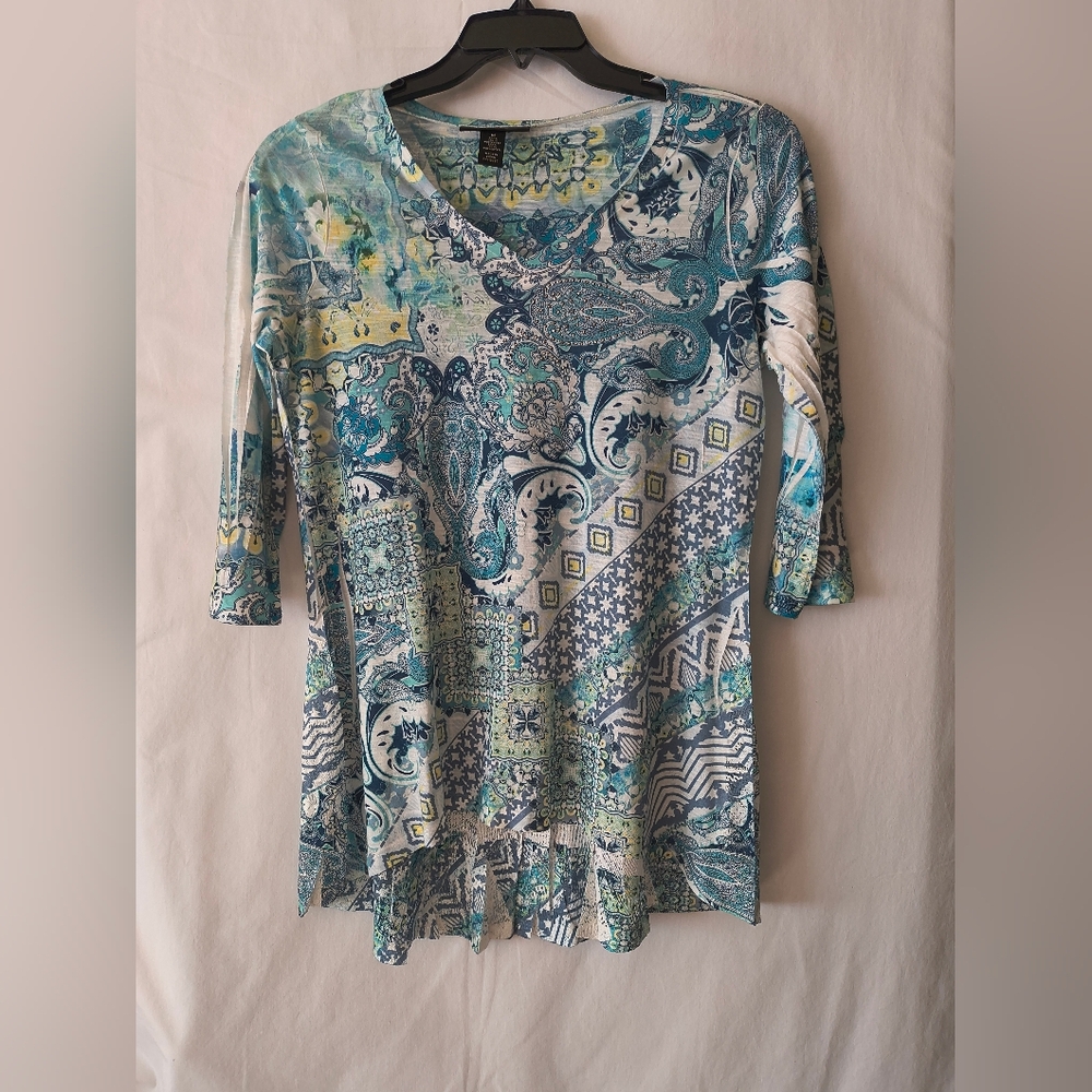 Style & Co. Blue and Green Patterned Tunic